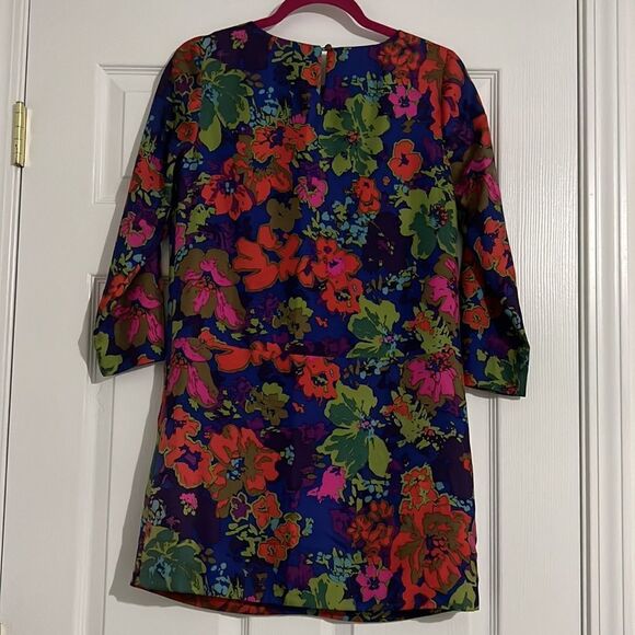 J crew 100% silk mini dress multicolored flowered Sz. 0 - Picture 9 of 11